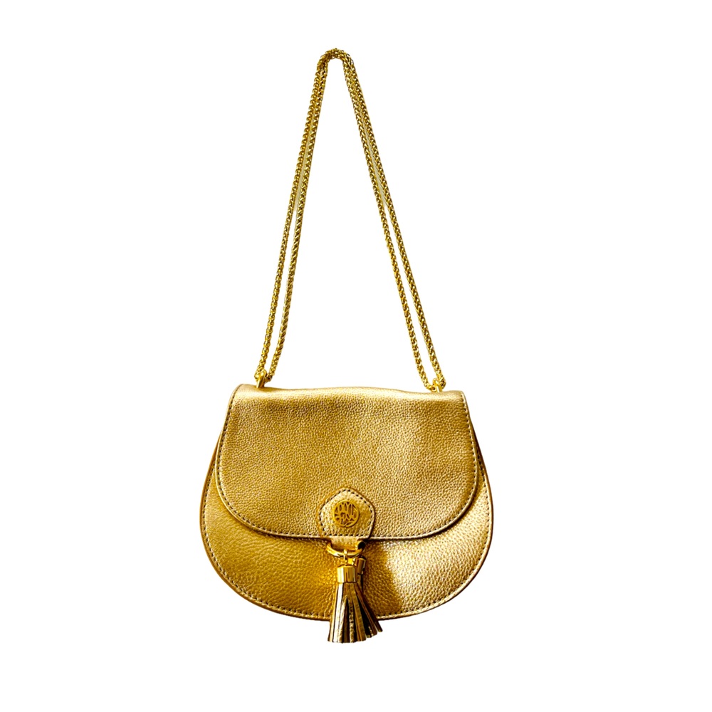 Lilly Pulitzer Gold Purse Sirena Crossbody Gold Adjustable Chain Style 001736